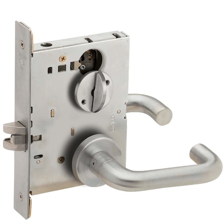 Schlage Grade 1 Privacy with Coin Turn Mortise Lock, 03 Lever, A Rose, Satin Chrome Finish, Field Reversible L9044 03A 626